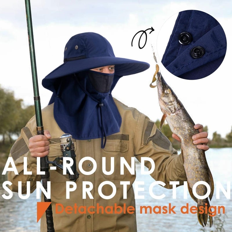 HEEHIPOO Store Mens Women Fishing Hat UPF 50+ Wide Brim Sun Hat with Face Cover & Neck Flap - Image 5